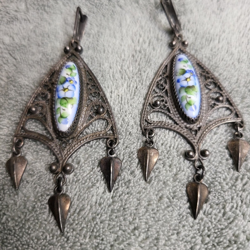 Vintage Russian porcelain earrings
